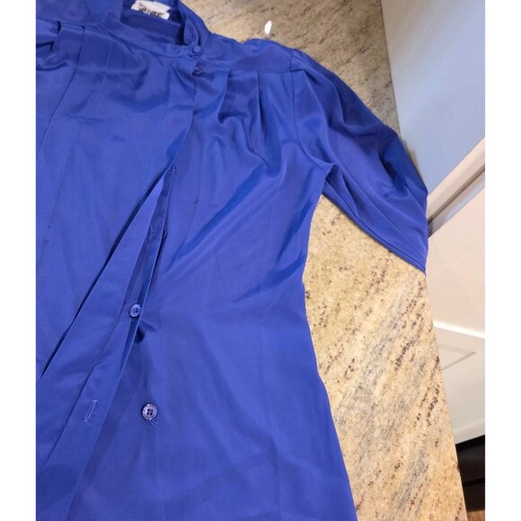 Vintage Anne Klein New Aspects Suze 6  Purple Silky Secretary Blouse High Neck - Picture 9 of 16